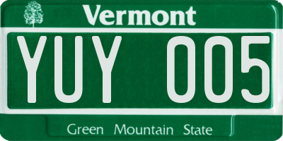 VT license plate YUY005
