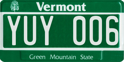 VT license plate YUY006