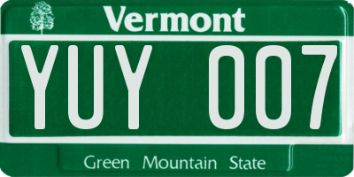 VT license plate YUY007
