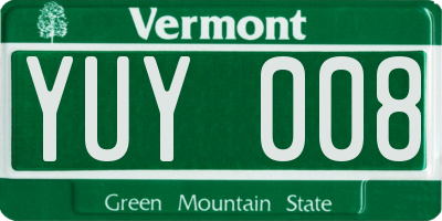 VT license plate YUY008
