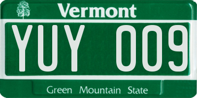 VT license plate YUY009