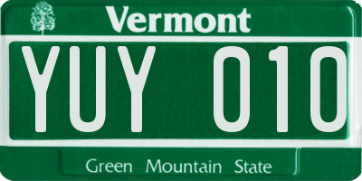 VT license plate YUY010