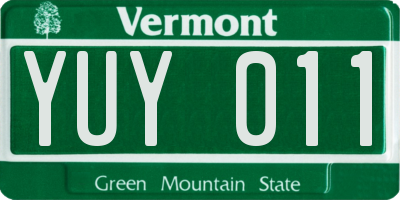 VT license plate YUY011