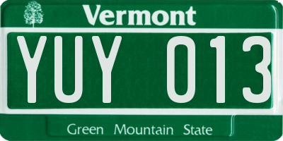 VT license plate YUY013