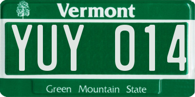 VT license plate YUY014