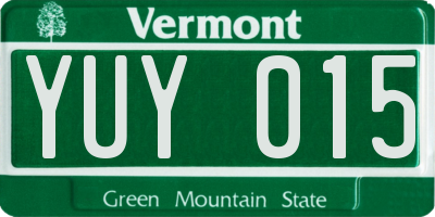 VT license plate YUY015