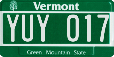 VT license plate YUY017