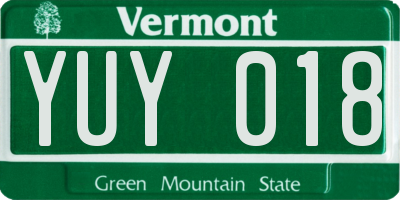 VT license plate YUY018