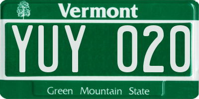 VT license plate YUY020