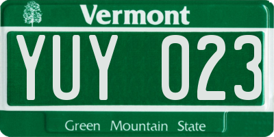 VT license plate YUY023