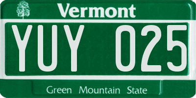 VT license plate YUY025