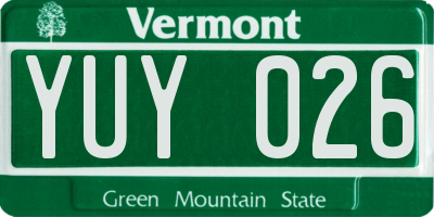 VT license plate YUY026