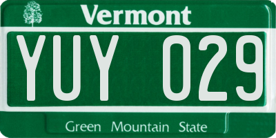 VT license plate YUY029