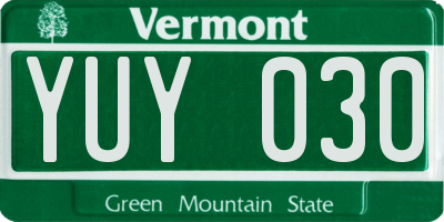 VT license plate YUY030