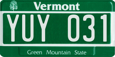 VT license plate YUY031