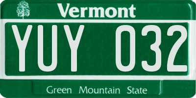 VT license plate YUY032