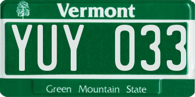 VT license plate YUY033