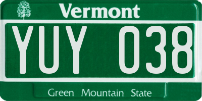 VT license plate YUY038