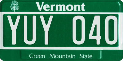VT license plate YUY040