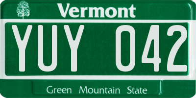 VT license plate YUY042