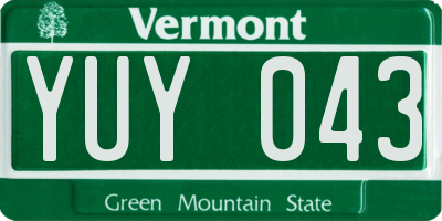 VT license plate YUY043