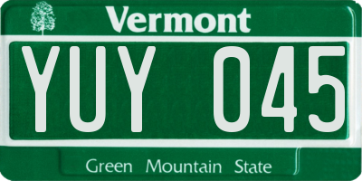VT license plate YUY045