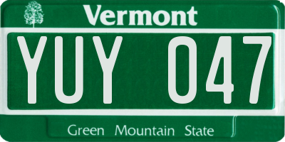 VT license plate YUY047