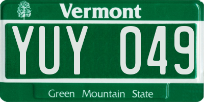 VT license plate YUY049