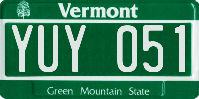 VT license plate YUY051