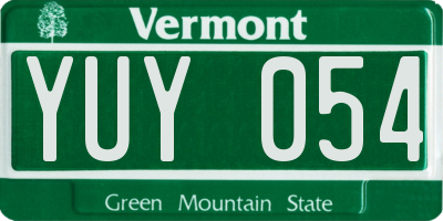 VT license plate YUY054