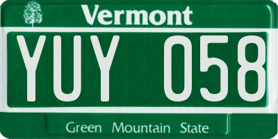 VT license plate YUY058