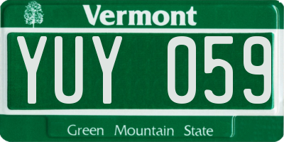 VT license plate YUY059