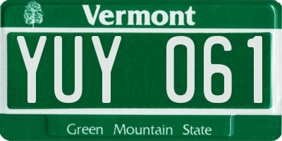 VT license plate YUY061
