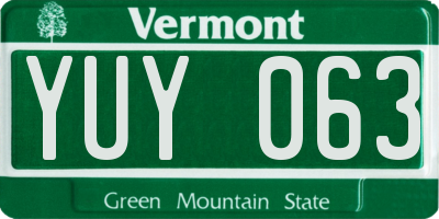 VT license plate YUY063