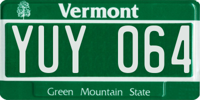 VT license plate YUY064