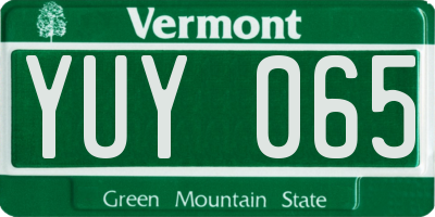 VT license plate YUY065