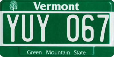 VT license plate YUY067
