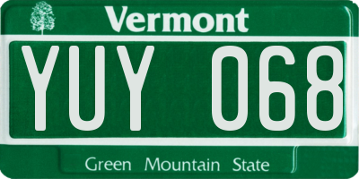 VT license plate YUY068