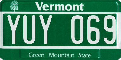 VT license plate YUY069