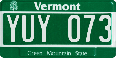 VT license plate YUY073