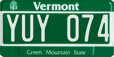 VT license plate YUY074