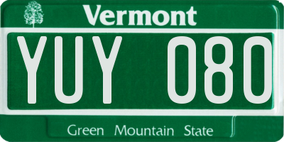 VT license plate YUY080