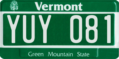 VT license plate YUY081