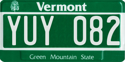 VT license plate YUY082