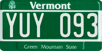 VT license plate YUY093