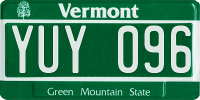 VT license plate YUY096