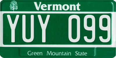 VT license plate YUY099