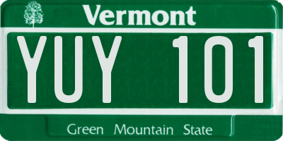 VT license plate YUY101