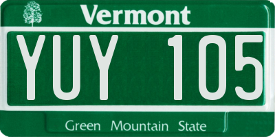 VT license plate YUY105