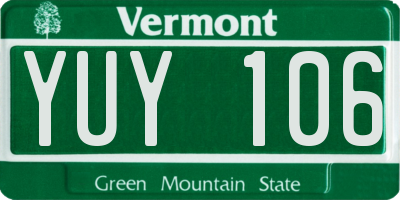 VT license plate YUY106